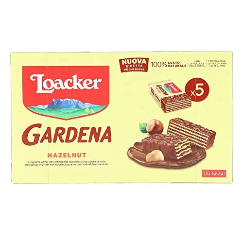 Offerta a tempo: Loacker - Gardena Hazelnut - Wafer con 5 Strati di Cialdine Farcite con Crema di Nocciole 100% Italiane, Ricoperti di Cioccolato al Latte - Per Merenda, Snack e Dessert - 18 Confezioni da 5 - 32% da 44.99 € a 30.42 €