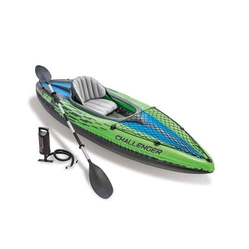Limited-time offer: Intex Challenger K1 Inflatable Kayak 274 x 76 x 33cm, 1 Person Kayak Set with Aluminium Oars, Pump, Backrest Seat and Cargo Net Max 100kg from 84.95 £ to 84.95 £ (save 0.00%)