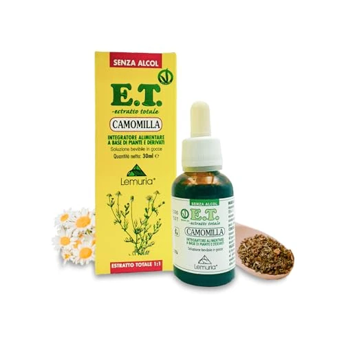 Lemuria - Camomille E.T. Extrait Total - Utile pour la fonction digestive - Complément alimentaire à base de plantes et dérivés - 30 ml - Sans alcool et Certifié Vegan - Made in Italy