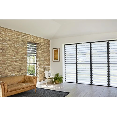 Limited offer: Amazon Basics Double Layer Rollo Blind, Night and Day Zebra Windor Blind, 56 x 150 cm, White from 12.34 EUR to 12.34 EUR (save 0%)