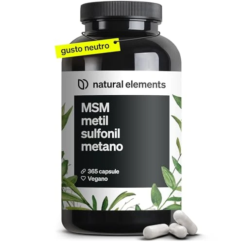 Offerta a tempo: Integratore MSM Puro 99,9% Metilsulfonilmetano – Zolfo Organico MSM – 1600mg – 365 capsule vegan – per la Salute di Ossa e Articolazioni – Antinfiammatorio Muscolare – Testato in Laboratorio - 10% da 23.99 € a 21.59 €