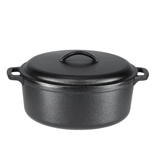 Offre limitée : Amazon Basics Ronde Faitout en fonte pré-enduite à double poignée, 6,62 l, Noir de 43.97 € à 36.11 € (18% de remise)