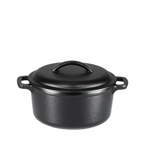 Offre limitée : Amazon Basics Ronde Faitout en fonte pré-enduite à double poignée, 1,89 l, Noir de 33.89 € à 33.89 € (0.00% de remise)