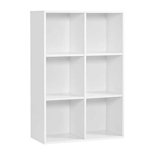 VASAGLE Bookcase, Bookshelf, Storage Shelf with 6 Compartments, Standing Shelf, Cube Shelf, for Living Room, Home Office, Dinning Room, Cloud White LBC203D