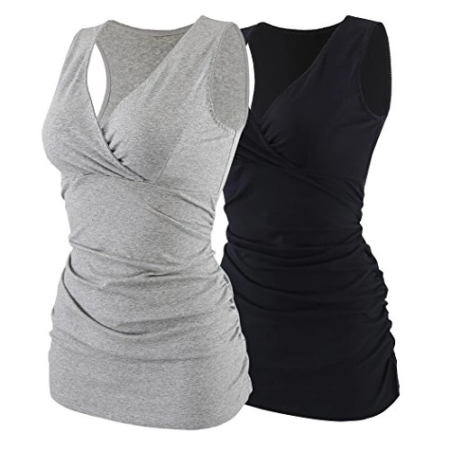 Offerta a tempo: ZUMIY Top maternità e prémaman, Cotone V Neck Donna Increspato Camicia di maternità Vita/Gravidanza T-Shirt - 0.00% da 44.32 € a 44.32 €