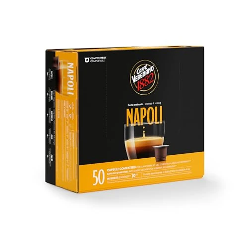Offerta a tempo: Caffè Vergnano 1882 - 50 Capsule - Caffè Compostabili e Compatibili con Nespresso, Napoli - Pack da 50 capsule - 31% da 16.49 € a 11.30 €