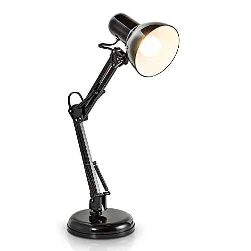 Offerta a tempo: B.K.Licht Lampada da tavolo retro, interruttore on off, attacco E14, 40W, luce orientabile, da scrivania, scrittoio, comodino, lampada da lavoro, da lettura, ufficio, corpo in metallo, 53 cm (A), nero - 12% da 24.99 € a 21.99 €
