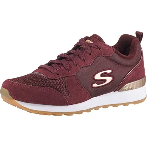 Skechers Og 85 Goldn Gurl, Sneaker a Collo Basso Donna, Burgundy Suede Nylon Mesh Rose Gold Trim, 38 EU