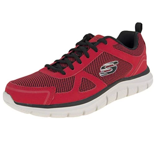 Limitiertes Angebot: Skechers Herren Track Bucolo Sneakers, Red Leather Black Mesh Trim, 43 EU von 69.95 EUR auf 38.99 EUR (Spare 44%)