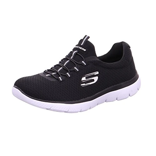 Skechers Womens Summits Top Player Sneaker, Black Mesh White Trim, 7 UK