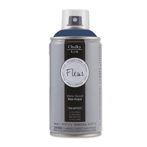 FLEUR Spray Vernice Chalk Paint, Extra Opaco, all' Acqua senza Odore, MultiSuperficie, 300 ml F66 Trendsetter Blue, Effetto Gesso, Shabby Chic Vintage, per Mobili, per Interno - Esterno