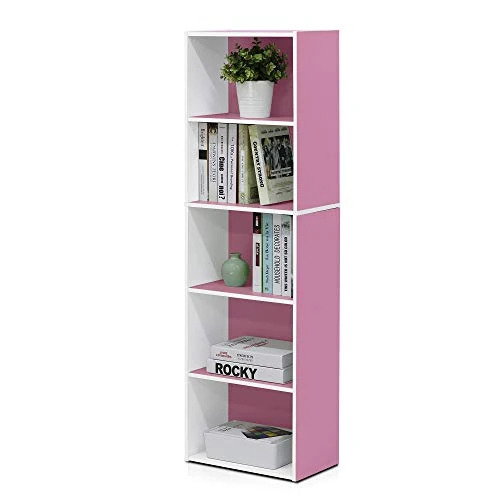 Offerta a tempo: Furinno Luder libreria a ripiani aperti a colori reversibili a 5 livelli, Bianco/rosa - 38% da 58.99 € a 36.68 €