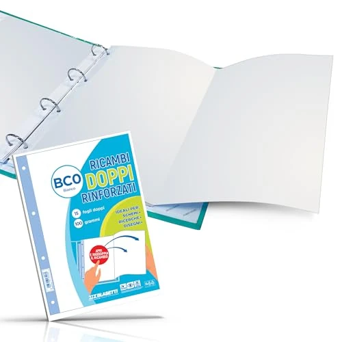 Offerta a tempo: Blasetti - Ricambi DOPPI ideali per schemi, ricerche, disegni. Fogli formato A4 doppio, carta da 100gr, con fori d'archiviazione - BCO - 0.00% da 4.87 € a 4.87 €
