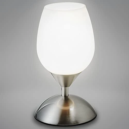 Offerta a tempo: B.K.Licht - Lampada da tavolo touch, dimmerabile a passi, attacco E14, lampada da comodino, lampada da scrivania, lampade da comodino, lampada scrivania, 10,8 x 19,5 cm, nichel opaco - 0.00% da 26.95 € a 26.95 €