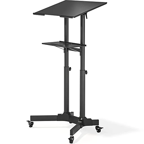 Limitiertes Angebot: BONTEC Stehpult Höhenverstellbar, Laptoptisch mit Rollen, 2 Plattformen Neigbar 30 kg, 125x60cm, Schwarz von 119.99 EUR auf 113.99 EUR (Spare 5%)