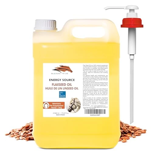Oferta limitowana: bleu & marine Bretania - Naturalny Olej Lniany dla Konie i Psy | Wspomaga Trawienie | Zapewnia Błyszczące Futro | Zrównoważone Karmienie | Przeciwzapalne Właściwości, 5000 ml z 273.08 zł na 273.08 zł (oszczędź 0.00%)