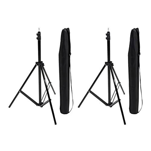 Offre limitée : Amazon Basics 2x Support pour Éclairage en Aluminium de 2,04m avec Étui pour Studio et Photos en Extérieur, 821 g, Charge Maximale 3,17kg, Hauteur Réglable, Portable et Compact, Lot de 2 - Noir de 32.12 EUR à 32.12 EUR (remise 0%)