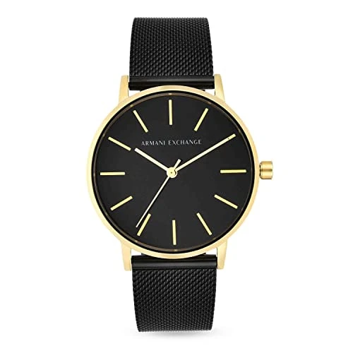 Offerta a tempo: Armani Exchange Orologio a tre lancette da donna, cassa in acciaio inossidabile dorata da 36 mm e bracciale in acciaio inossidabile, AX5548, Nero e oro - 55% da 199.00 € a 90.00 €