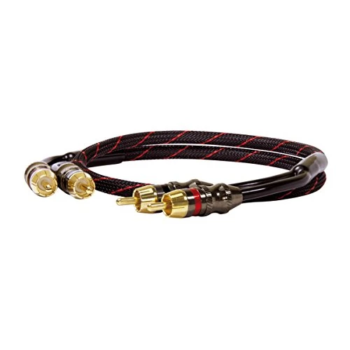 Dynavox Perfect Sound Stereo-Cinchkabel, vergoldete Kontakte, geeignet für Audio-Geräte mit Cinch-Anschlüssen wie Verstärker, CD-Player, AV-Receiver, Farbe Schwarz/Rot, Länge 0,75m