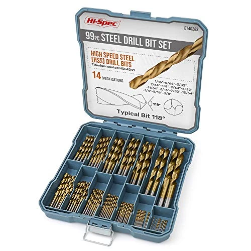Limited-time offer: Hi-Spec 99pc Drill Bit Set for Metal, Wood & Plastic, Titanium HSS from 23.49 £ to 23.49 £ (save 0.00%)