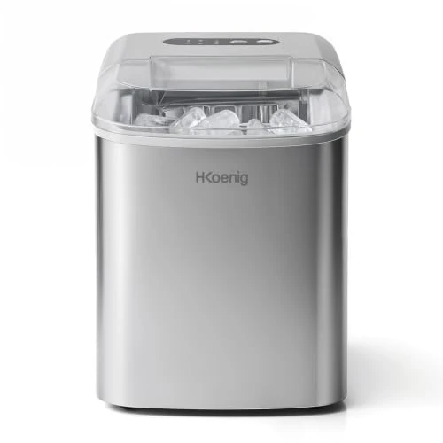 Offerta a tempo: H.Koenig Macchina del ghiaccio KB14, 12 kg in 24 ore, 2 formati di cubetti, automatico, compatto, silenzioso, serbatoio 2,1 l, cubetti pronti in 10-13 minuti, paletta per ghiaccio, silver, 120W - 0.00% da 119.90 € a 119.90 €
