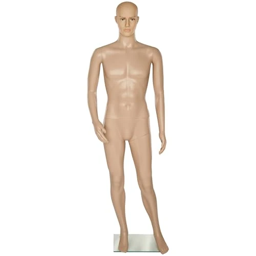 Oferta limitada: tectake® Maniquí, Giratorio y Móvil, Base de Cristal, Cabeza Reclinable, Brazos Móviles, Proporciones Reales, Robusto, Peso Ligero, Maniqui Regulable, Busto Maniqui - Hombre de 109.90 € a 106.90 € (ahorro 3%)