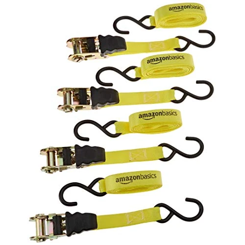 Offerta a tempo: Amazon Basics Cinghie a cricchetto, confezione da 4, 4.5 m x 2.5 cm - 15% da 18.99 € a 16.14 €