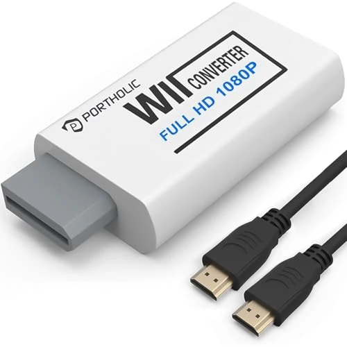 Limited-time offer: Wii to HDMI Adapter, PORTHOLIC 1080P/720p Wii HDMI Converter with 3ft HDMI Cable and 3,5mm Audio Video Output Jack Compatible for All Wii Display Modes from 8.99 £ to 8.99 £ (save 0.00%)