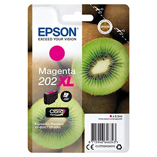 Offerta a tempo: Epson 202 Serie Kiwi, Cartuccia Originale Getto d'Inchiostro Claria Premium, Formato XL, Magenta - 3% da 21.99 € a 21.28 €