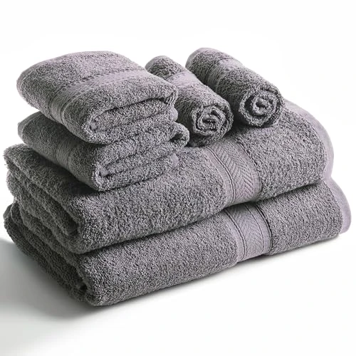 Offerta a tempo: Sweet Needle Set da 6 asciugamani da bagno per uso quotidiano - 2 teli da bagno, 2 asciugamani e 2 salviette, 100% cotone filato ad anello, set regalo telo mare per piscina, grigio antracite - 0.00% da 25.99 € a 25.99 €