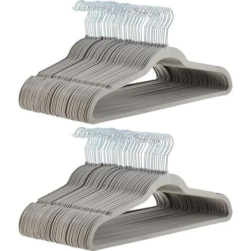 Oferta limitada: Amazon Basics Perchas de Terciopelo para Trajes - Paquete de 100, Gris de 42.21 € a 36.54 € (ahorro 13%)