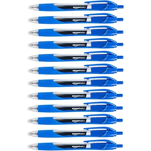 Offerta a tempo: Amazon Basics - Penne a Inchiostro Gel Retrattili, Impugnatura in Gomma, Asciugatura Rapida, Ideali per Scuola e Ufficio, Punta Fine (0,7mm), Blu, Confezione da 12 - 34% da 10.99 € a 7.27 €