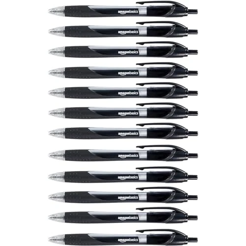 Offerta a tempo: Amazon Basics Penne a scatto con inchiostro gel nero, punta fine, confezione da 12, Black - 13% da 14.24 € a 12.36 €