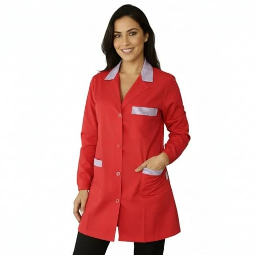 Bata de trabajo, para maestra, guardería, escuela infantil, almacén, trabajadora, sastrería, hotel, mujer, rojo, XL