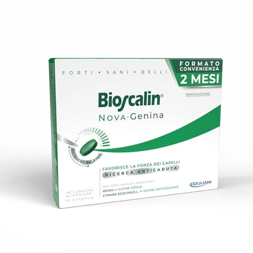 Offerta a tempo: Bioscalin NOVA:Genina Integratore Alimentare per Capelli con Attivi Naturali, Favorire la Forza dei Capelli per Donna e Uomo, Senza Glutine, Naturalmente Privo di Lattosio, 60 Compresse - 15% da 33.90 € a 28.90 €