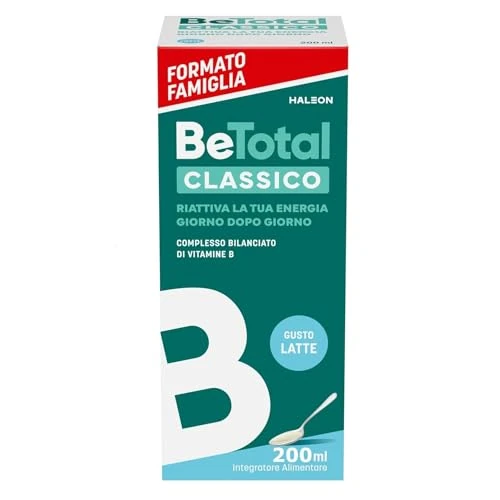 Be-Total Classico Integratore Alimentare di Vitamina B per Ridurre la Stanchezza e Riattivare l'Energia, a Supporto del Sistema Immunitario, Bambini 3+ e Adulti, Gusto Latte, 200ml
