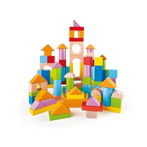 Hape Puzle de Madera 101 Bloques | Bloques Educativos y Creativos | Juego de Construcción para Niños | A Partir de 12 Meses