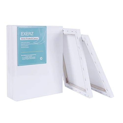 Limited offer: Exerz 9.4x11.8inch Framed Canvas 5pk - 0.7inch Pre-Stretched Canvas Artist Blank/280GSM 100% Cotton/Triple Primed/Acid Free/Medium Grain, Acrylic & Oil from 17.99 EUR to 12.24 EUR (save 32%)