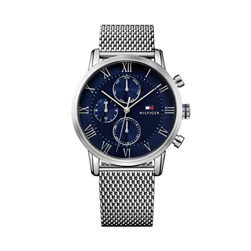 Offerta a tempo: Tommy Hilfiger Orologio Multifunzione al Quarzo da Uomo di 44mm con Quadrante Blu, Cassa in Acciaio Inossidabile e Bracciale in Rete, Resistente all'Acqua 3ATM - 1791398 - 40% da 189.00 € a 113.69 €