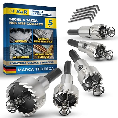 Limited-time offer: S&R Hole Saw Drill Bit Set – 5 pcs | HSS M35 Cobalt Alloy (5%) | 16–30 mm from 15.97 £ to 15.97 £ (save 0.00%)
