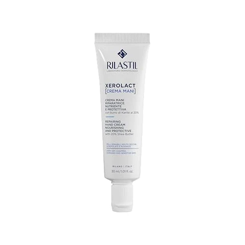 Cumlaude Rilastil Xerolact hydraterende en herstellende handcrème, optimale absorptie, voor zeer droge, schrale en beschadigde handen, voor gevoelige huid, met sheaboter, hypoallergeen, 30 ml