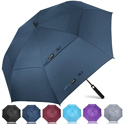 ZOMAKE Golf Paraplu Grote Windproof XXL,Automatische Grote Golf Paraplu,Dubbellaags Luifel Extra Groot met Paraplu Hoes,Golf Paraplu voor Mannen Familie(Saffierblauw)