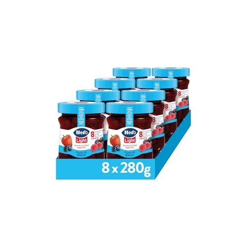Offerta a tempo: Hero Light Confettura di Frutti di Bosco Light, 8 Vasetti da 280 gr, Marmellata e Confettura Extra, Frutta di Alta Qualità, Senza Conservanti e Coloranti, Pochissime Calorie per Porzione - 13% da 23.90 € a 20.72 €