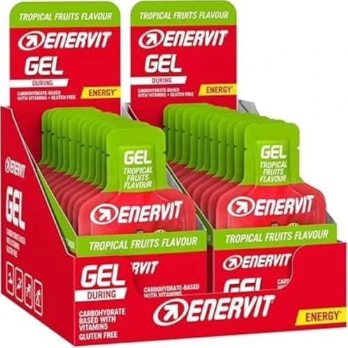 Offerta a tempo: Enervit, Gel Frutti Tropicali, Gel Energetico con Vitamine, 20g di Carboidrati, Adatti Durante Attività Sportiva di Lunga Durata, Gusto Frutti Tropicali, VeganOK, Senza Glutine, 24 Pack da 25ml - 45% da 57.55 € a 31.92 €