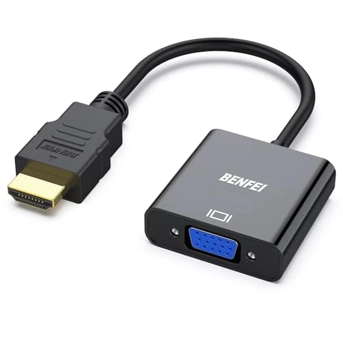 BENFEI HDMI naar VGA, vergulde HDMI naar VGA-adapter compatibel (mannelijk naar vrouwelijk) voor computer, desktop, laptop, pc, monitor, projector, HDTV, Chromebook, Roku, Xbox en meer - Zwart