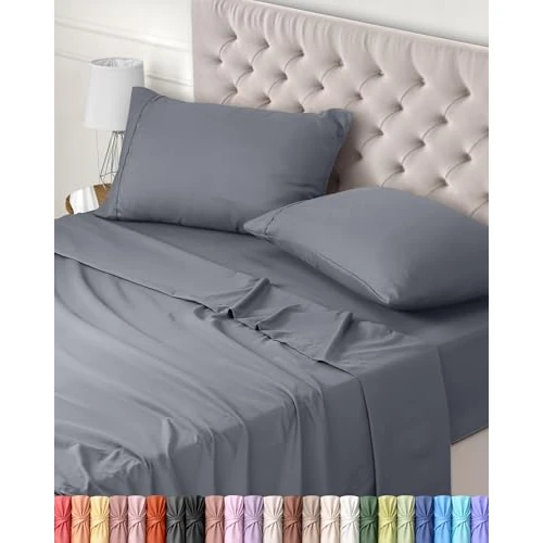 Limited-time offer: Utopia Bedding Bed Sheet Set Double, Grey, 4 Piece – Fitted Sheet, Flat Sheet with 2 Pillow Cases 50x75 – Wrinkle, Shrinkage & Fade Resistant – Oeko-Tex Certified, Polyester Microfiber Fabric from 18.99 £ to 10.24 £ (save 46%)