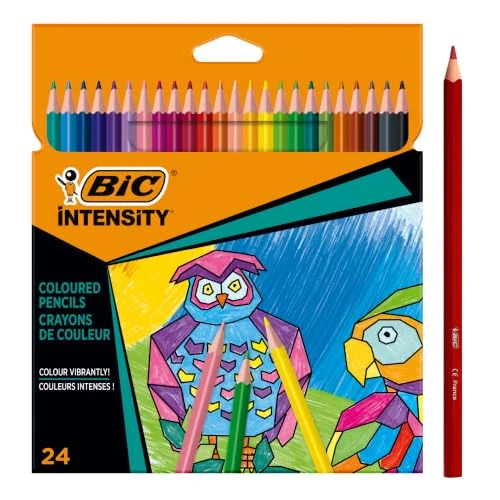 Offerta a tempo: Matite colorate BIC Intensity, pastelli triangolari, matite colorate per dipingere in 24 colori, in custodia di cartone, piombo infrangibile e senza legno (la confezione può variare) - 43% da 8.79 € a 5.04 €