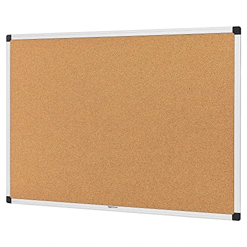 Offerta a tempo: Amazon Basics Rettangolare Bacheca in sughero, con cornice in alluminio, Argento, 90 x 60 cm - 35% da 31.72 € a 20.73 €