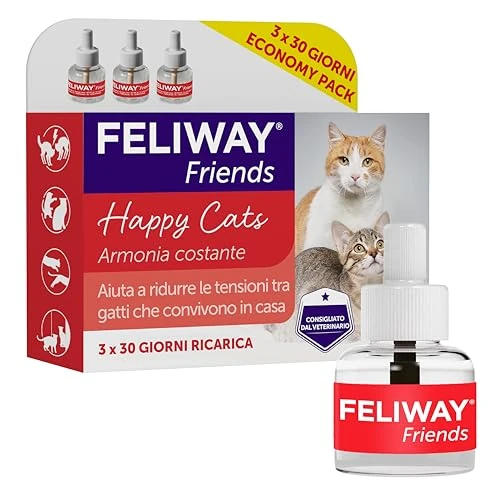 Offerta a tempo: FELIWAY Friends 3x30 Giorni Ricariche Calmanti per Gatti per Diffusore di Feromoni, 48 ml – Aiuta a creare armonia e a ridurre i conflitti nelle case con più gatti. Raccomandato dai veterinari - 18% da 53.00 € a 43.35 €