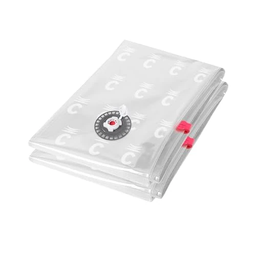 Compactor Set di 2 Sacchi a Compressione Sottovuoto ASPISPACE, Misura L, 80x100 cm, Trasparente